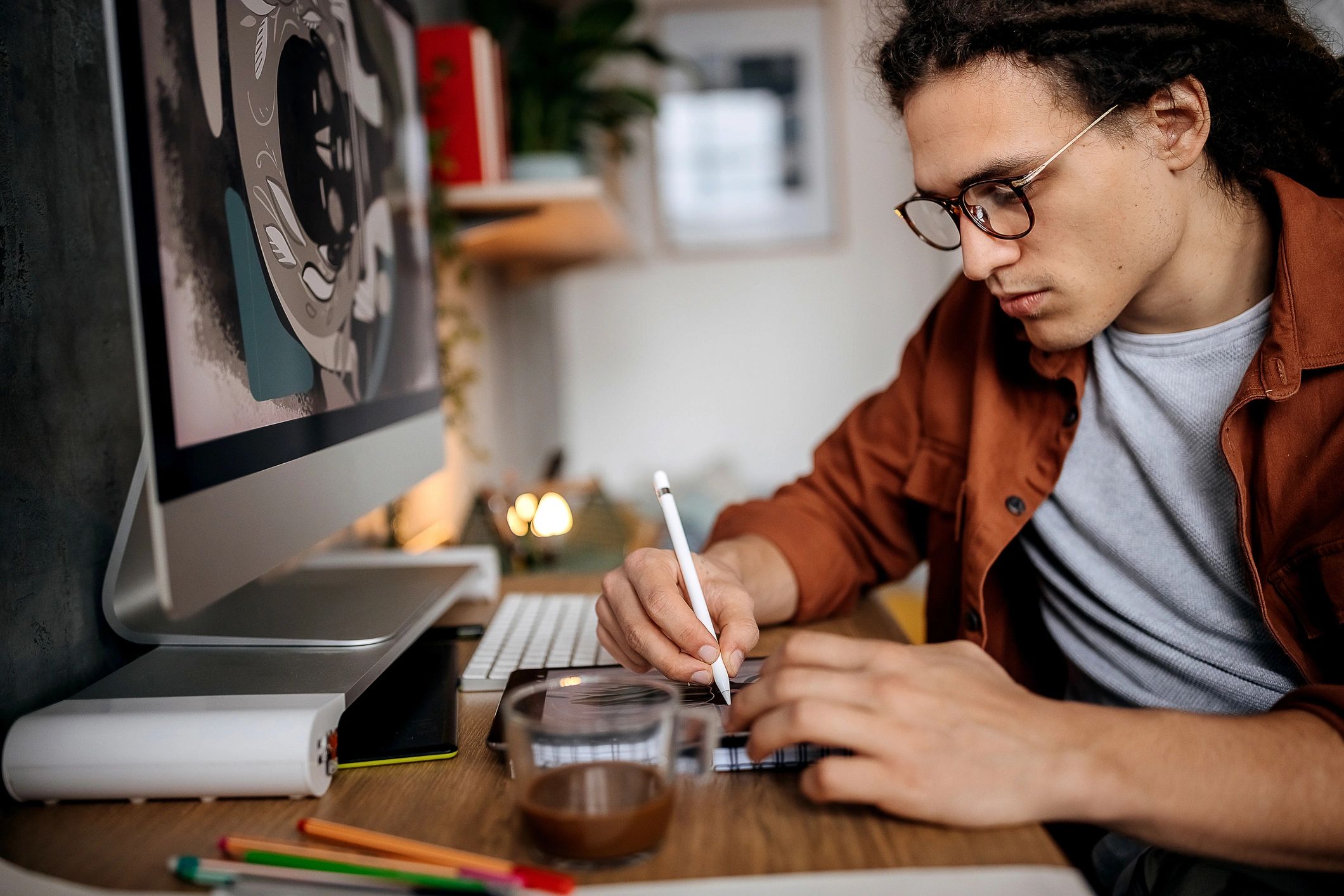 modern graphic designer at work