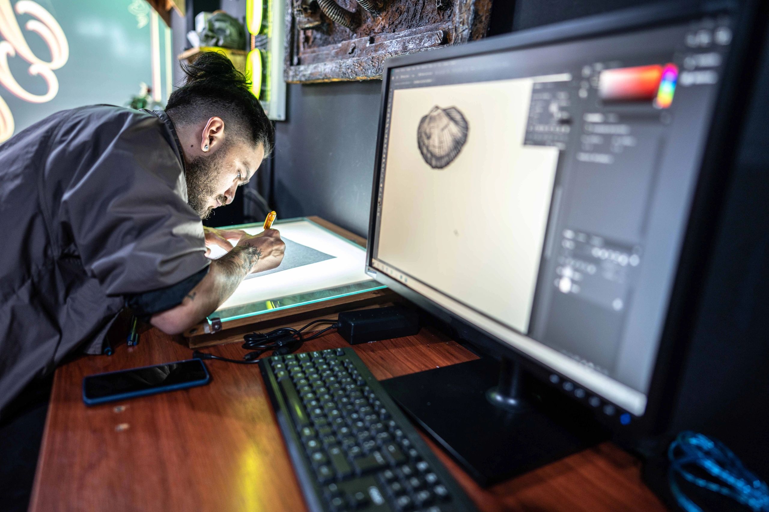 creative graphic design workspace