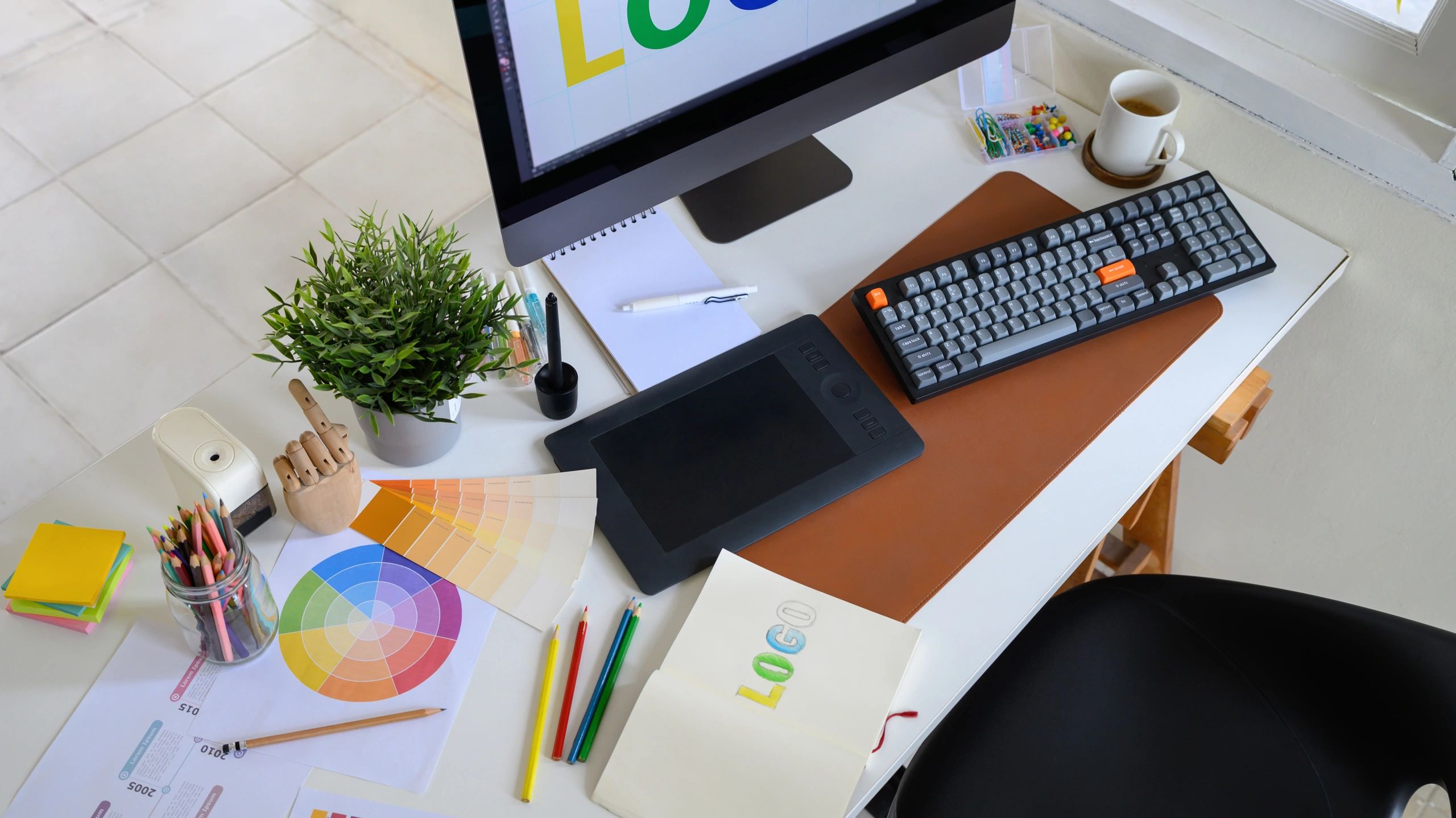 creative graphic design workspace